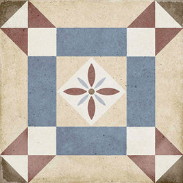 Art Nouveau Lys Colour 20x20cm, blue matt tile at Irwin Tiles