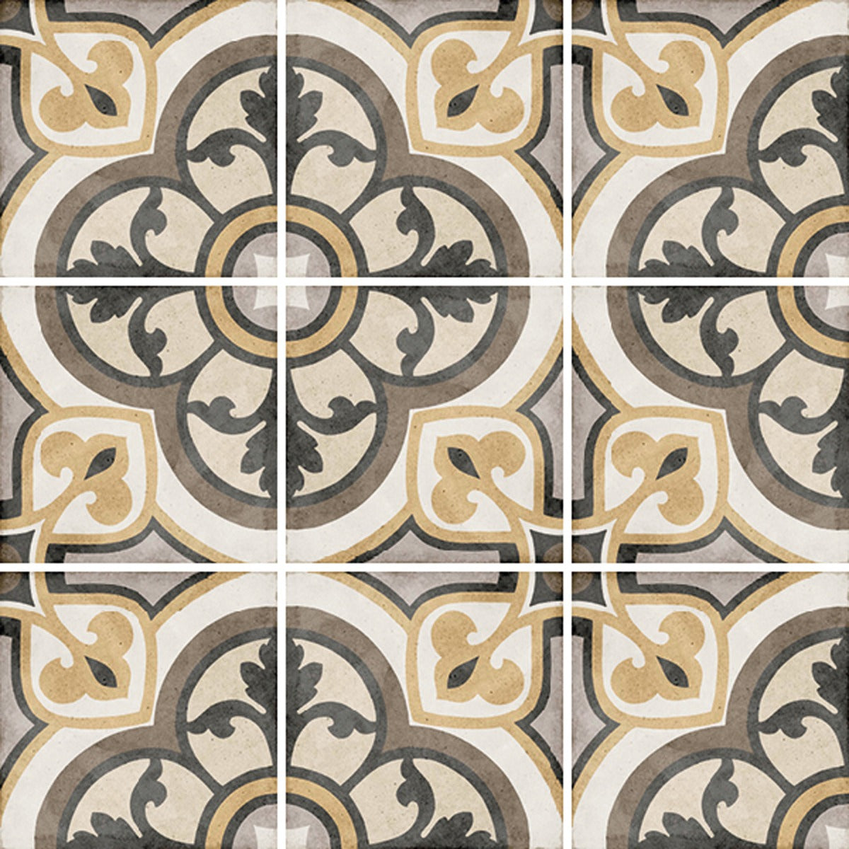Art Nouveau Majestic Colour 20 x 20cm, grey matt tile at Irwin Tiles
