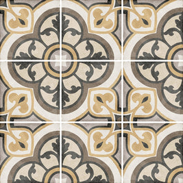Art Nouveau Majestic Colour 20 x 20cm, grey matt tile at Irwin Tiles
