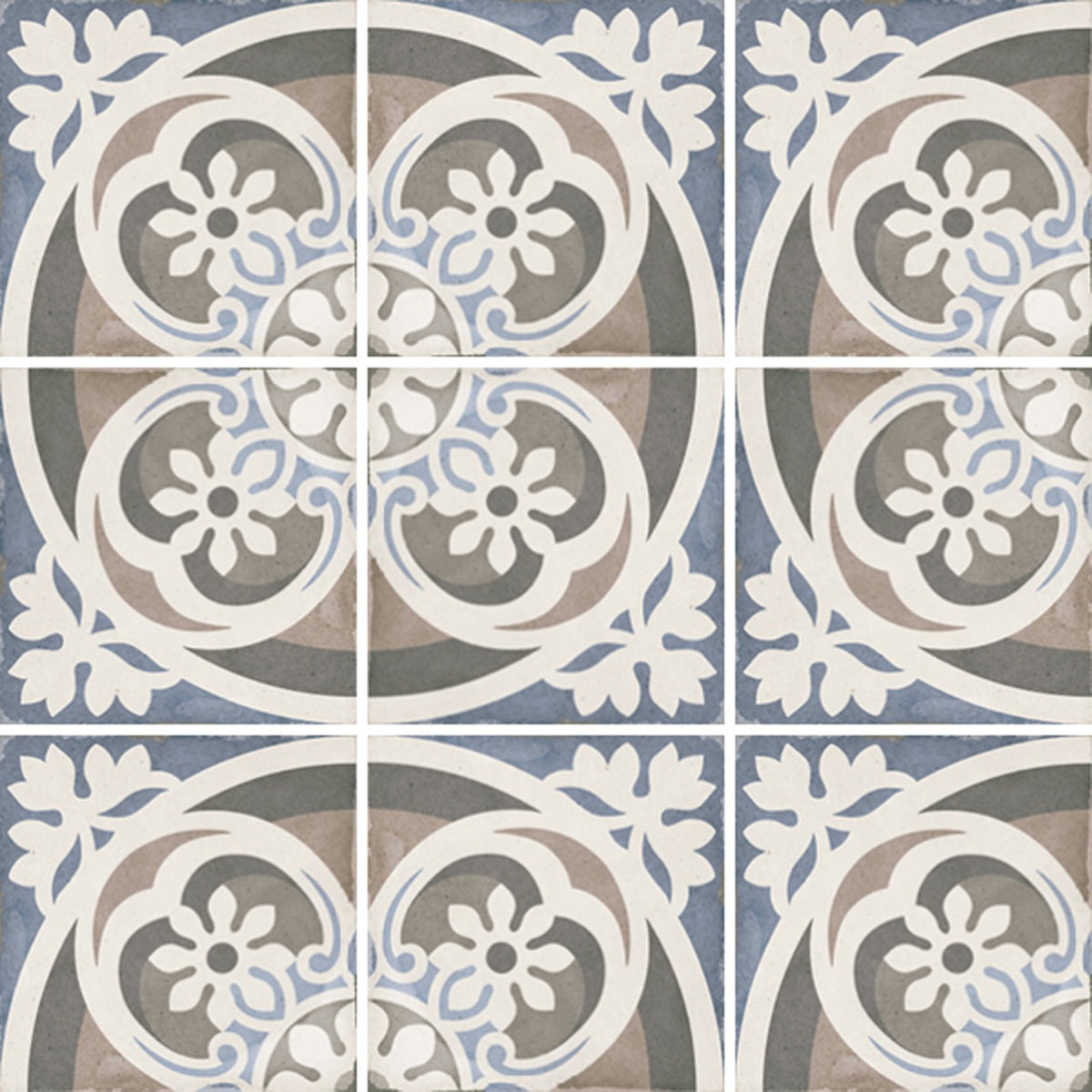 Art Nouveau Music Hall 20 x 20cm, blue matt tile at Irwin Tiles