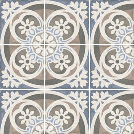 Art Nouveau Music Hall 20 x 20cm, blue matt tile at Irwin Tiles