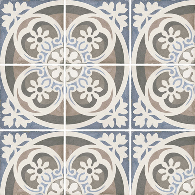 Art Nouveau Music Hall 20 x 20cm, blue matt tile at Irwin Tiles