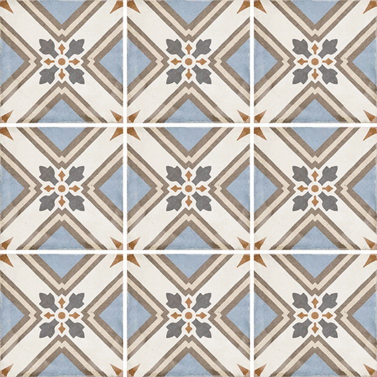 Art Nouveau Turin Colour 20 x 20cm, blue matt tile at Irwin Tiles