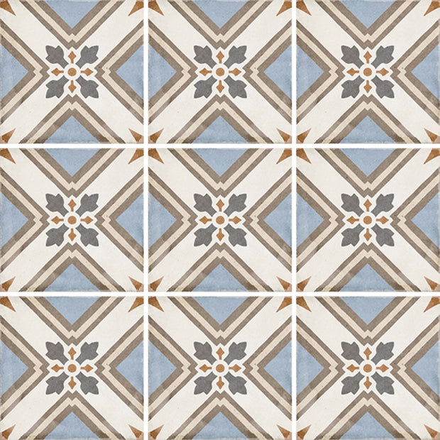 Art Nouveau Turin Colour 20 x 20cm, blue matt tile at Irwin Tiles