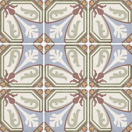 Art Nouveau Viena Colour 20 x 20cm, multi-colour matt tile at Irwin Tiles