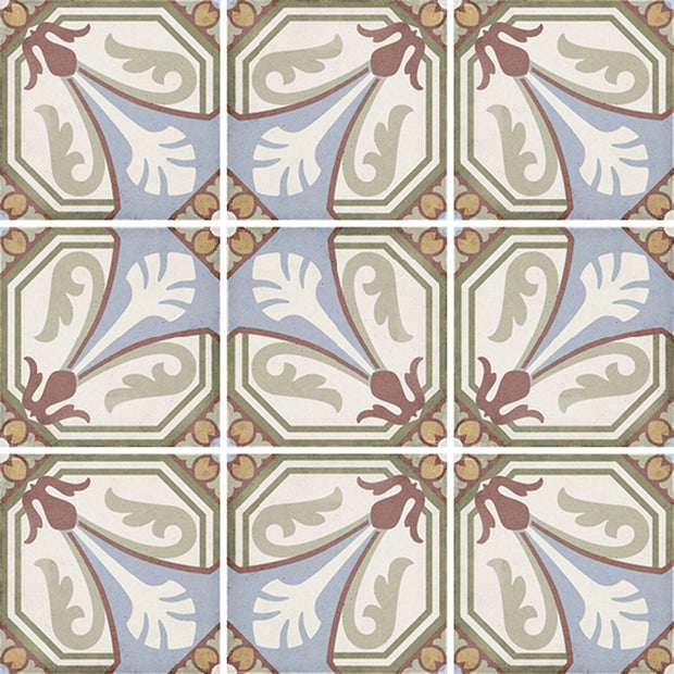 Art Nouveau Viena Colour 20 x 20cm, multi-colour matt tile at Irwin Tiles