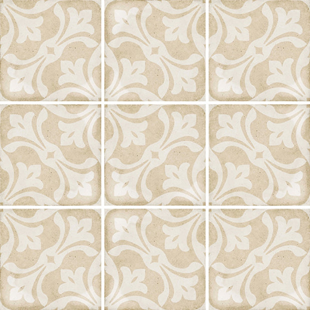 Art Nouveau La Rambla Biscuit 20 x 20cm, matt tile at Irwin Tiles