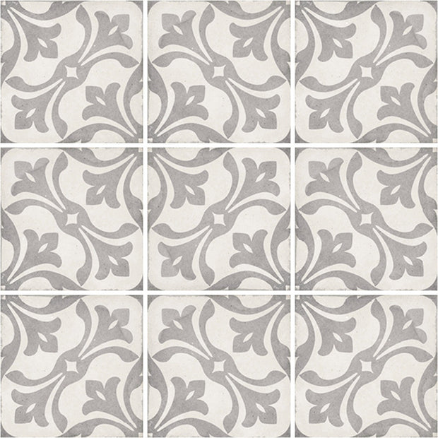 Art Nouveau La Rambla Grey 20 x 20cm, matt tile at Irwin Tiles