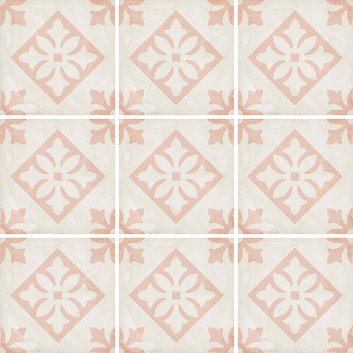 Art Nouveau Padua Pink 20 x 20cm, matt tile at Irwin Tiles