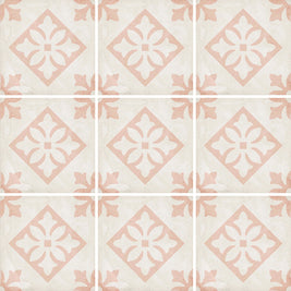 Art Nouveau Padua Pink 20 x 20cm, matt tile at Irwin Tiles