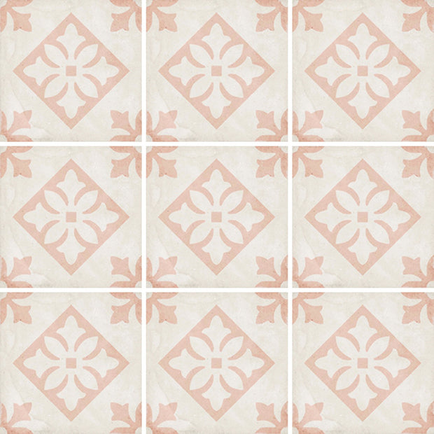 Art Nouveau Padua Pink 20 x 20cm, matt tile at Irwin Tiles