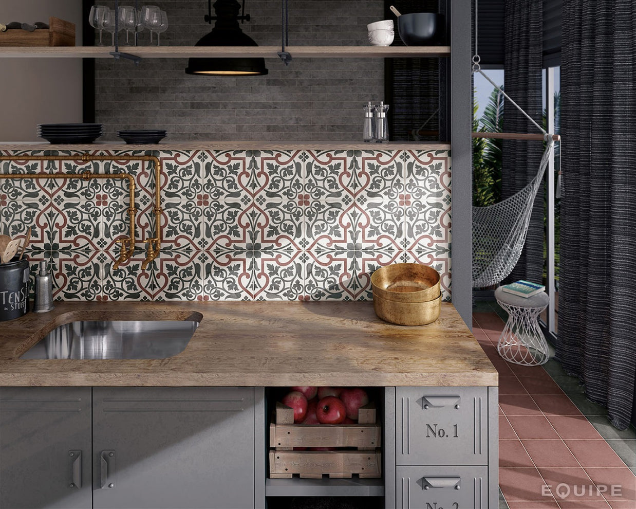 Art Nouveau Folies Borgere 20 x 20cm, porcelain tile at Irwin Tiles