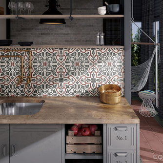 Art Nouveau Folies Borgere 20 x 20cm, porcelain tile at Irwin Tiles