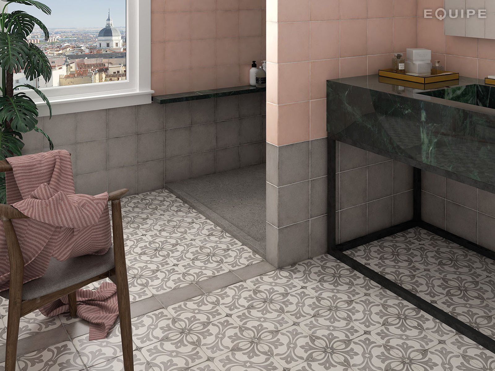 Art Nouveau La Rambla Grey 20 x 20cm, porcelain tile at Irwin Tiles