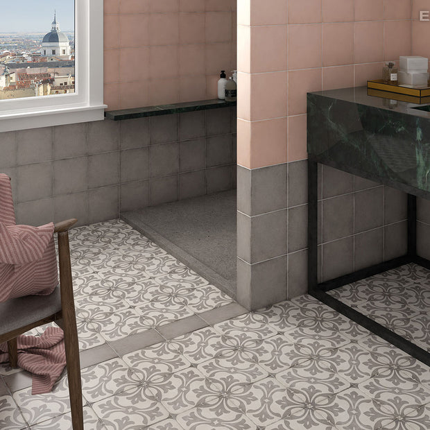 Art Nouveau La Rambla Grey 20 x 20cm, porcelain tile at Irwin Tiles
