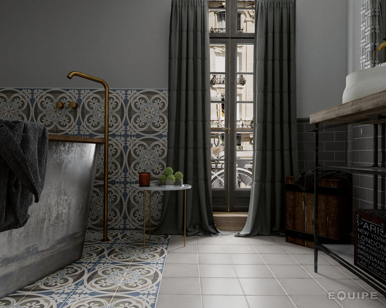 Art Nouveau Music Hall 20 x 20cm, matt porcelain tile for feature walls at Irwin Tiles