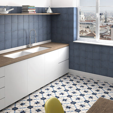 Art Nouveau Arcade Blue 20x20cm, porcelain tile at Irwin Tiles