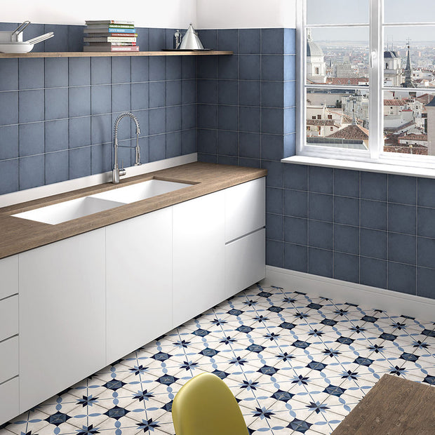 Art Nouveau Arcade Blue 20x20cm, porcelain tile at Irwin Tiles