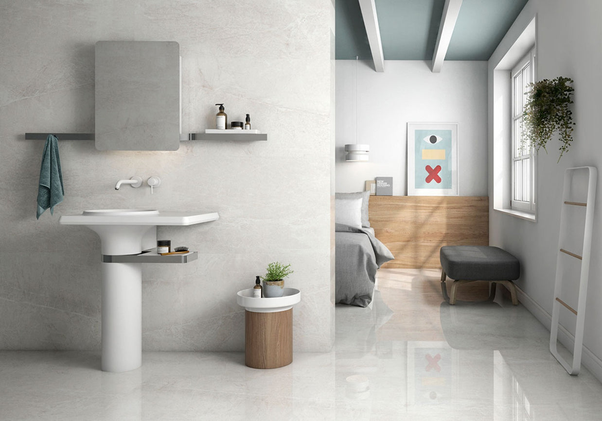 Athens Blanco Glossy 60 x 120cm, porcelain tile at Irwin Tiles