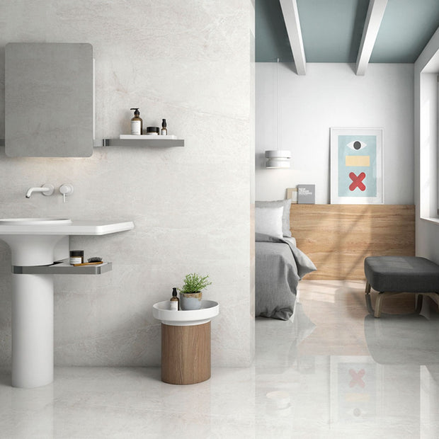 Athens Blanco Glossy 60 x 120cm, porcelain tile at Irwin Tiles