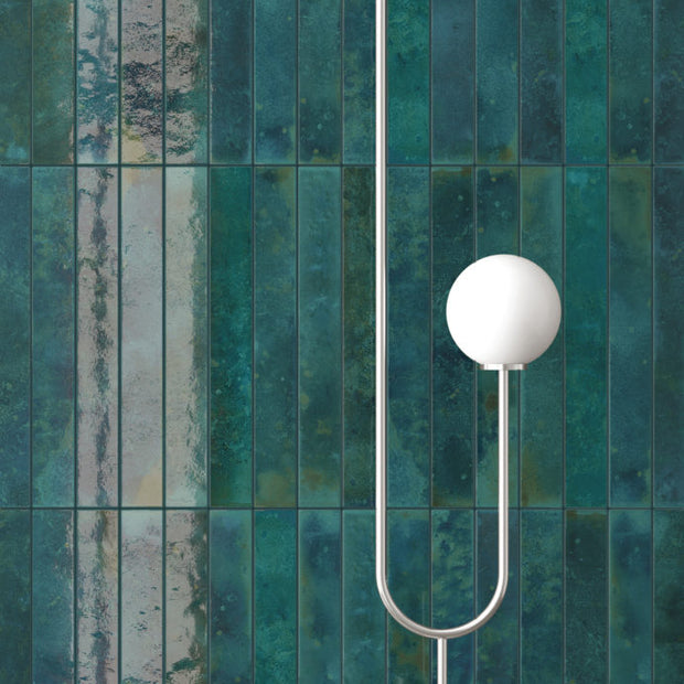 Bali Hesper 5x40cm, green gloss wall tile at Irwin Tiles