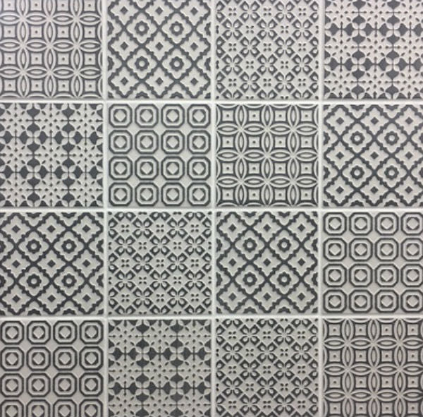 Batik Nero 10x10cm, matt tile at Irwin Tiles