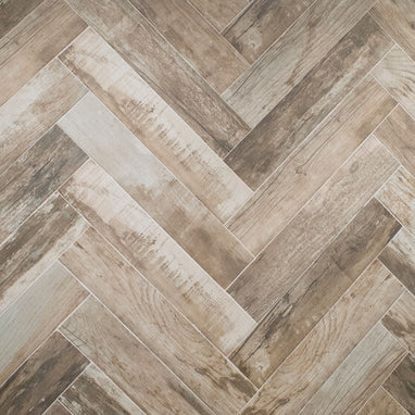 Beachwood Cenzia Herringbone 10 x 49cm, matt porcelain tile for bathroom and other wet floors at Irwin Tiles