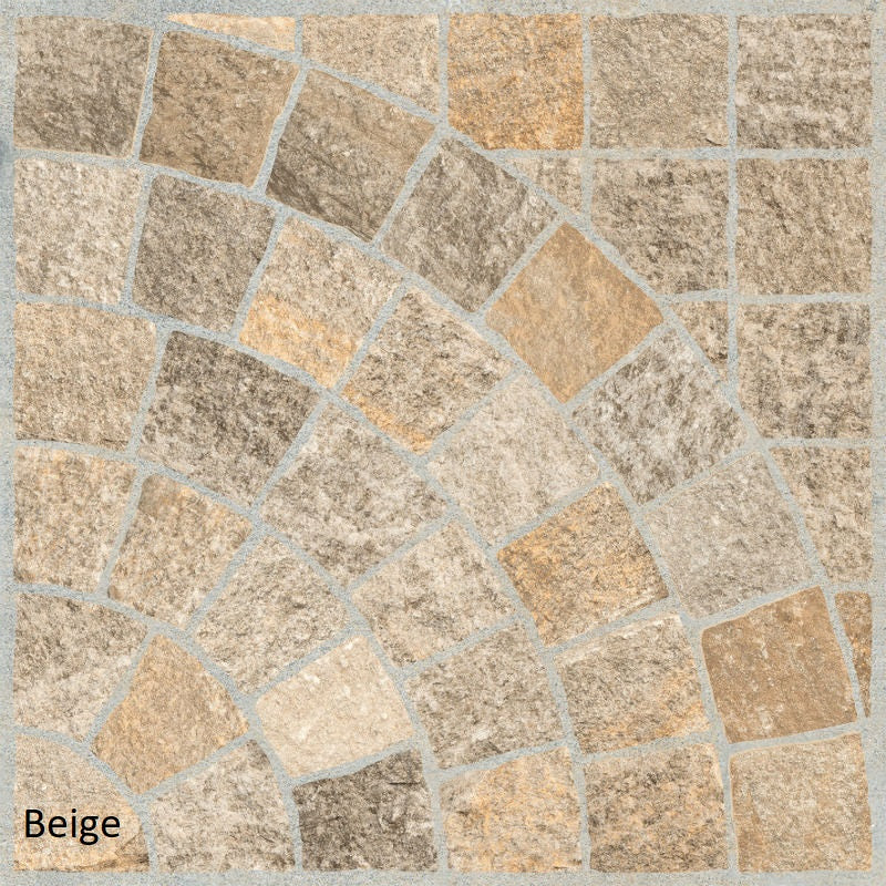 Valeria Beige Arco (Cobble-Look with Arch) 60 x 60 x 2cm, matt paving at Irwin Tiles
