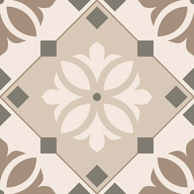 Beige Hidra Pattern 22.5 x 22.5cm, matt tile at Irwin Tiles