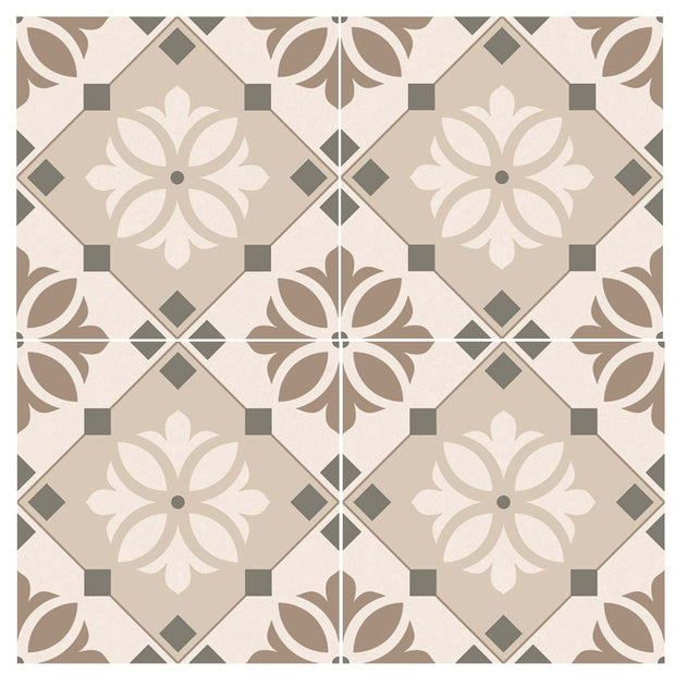 Beige Hidra Pattern 22.5 x 22.5cm, porcelain tile at Irwin Tiles