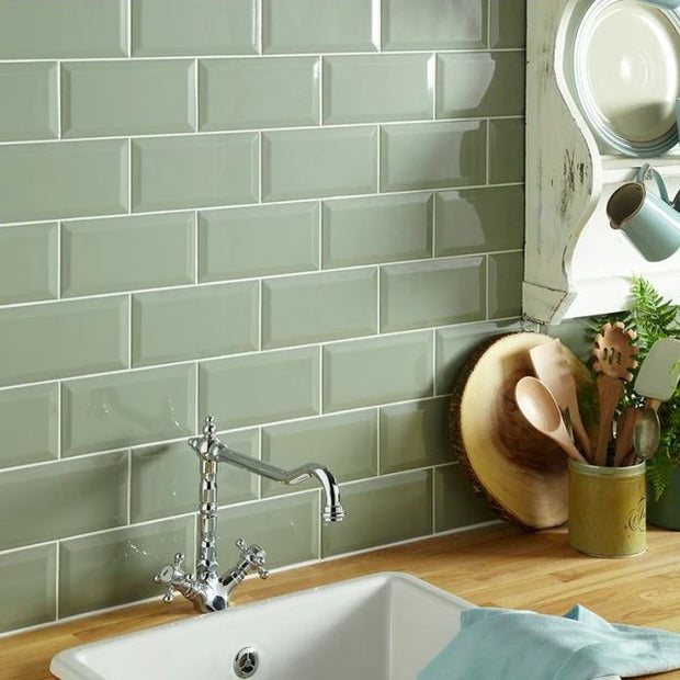 Sage Bevelled 20x10cm, ceramic wall tile at Irwin Tiles