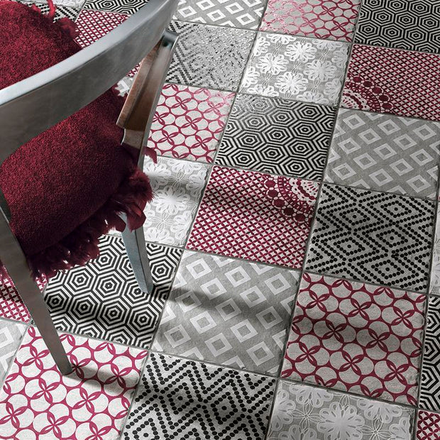 Paradise Cendre 10x10cm, red tile at Irwin Tiles