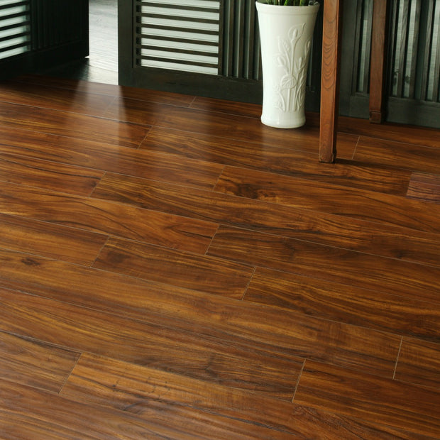 Acacia Walnut High Gloss Laminate 12mm Waterproof, glossy laminate flooring at Irwin Tiles