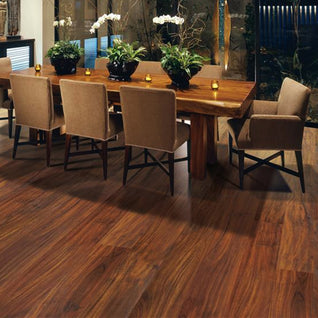 Acacia Walnut High Gloss Laminate 12mm Waterproof, glossy laminate flooring for kitchens, hallways and living at Irwin Tiles