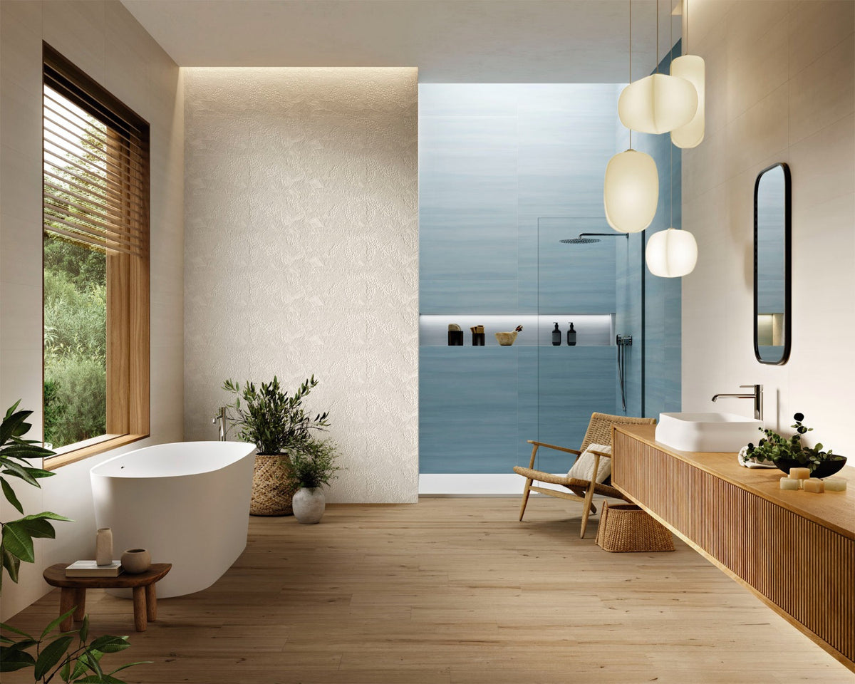 Biomim Art Natural 30x90cm, matt ceramic wall tile for feature walls at Irwin Tiles