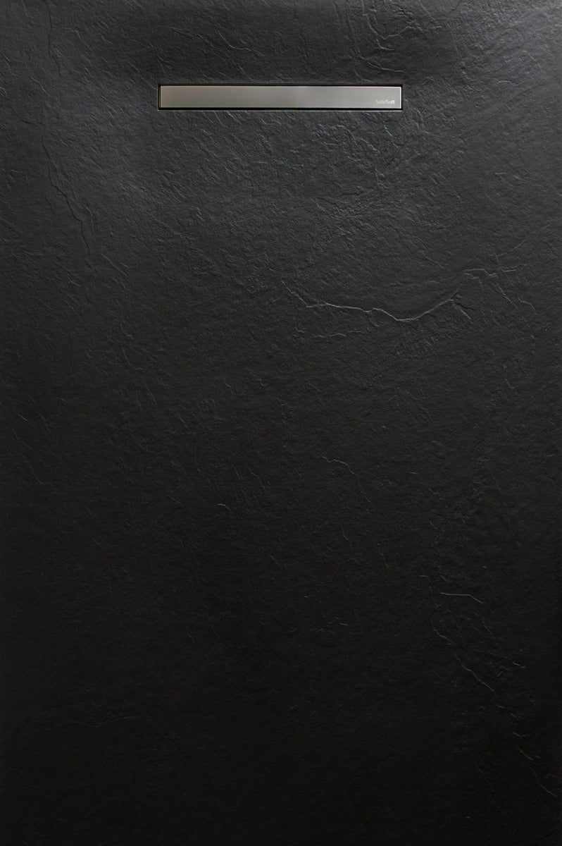 SolidSoft Rectangular Black Flexible Shower Tray Linear Drain, flexible shower tray at Irwin Tiles