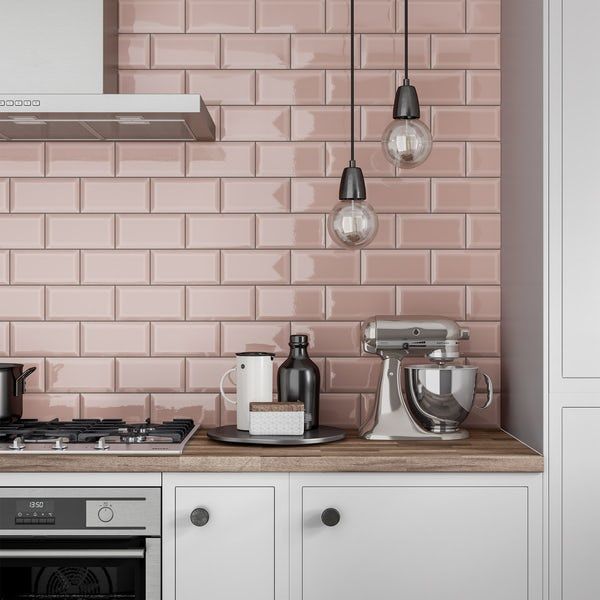 Pink Blush Bevelled 20x10cm, ceramic tile at Irwin Tiles