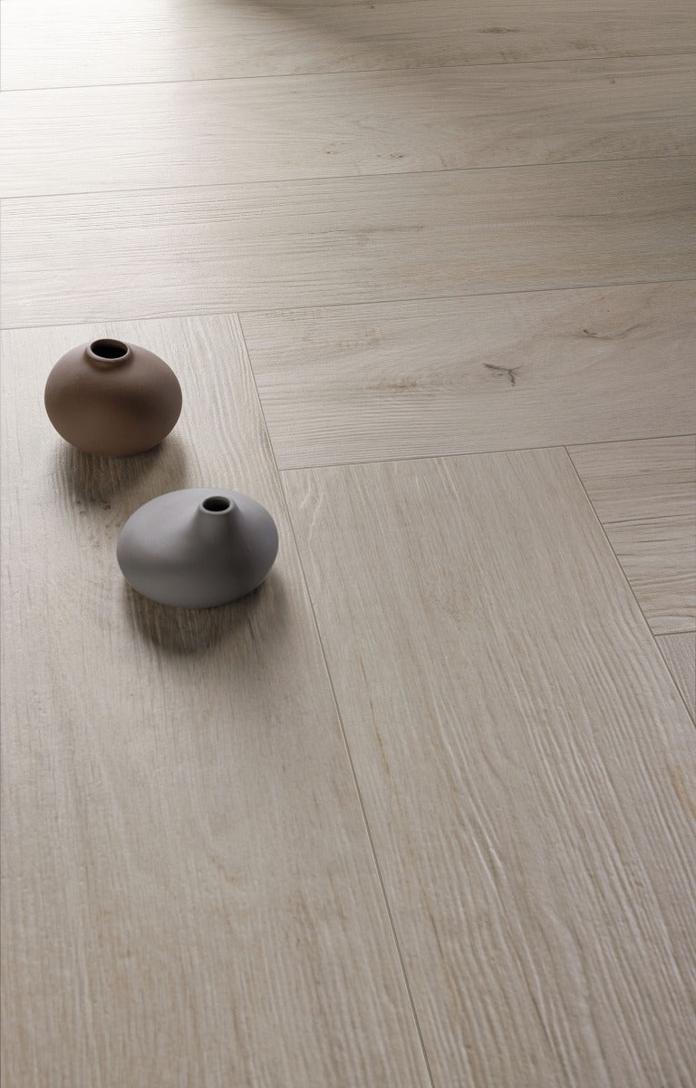 Briccole Avorio Wood Effect 20 x 120cm, matt porcelain tile for bathroom and other wet floors at Irwin Tiles