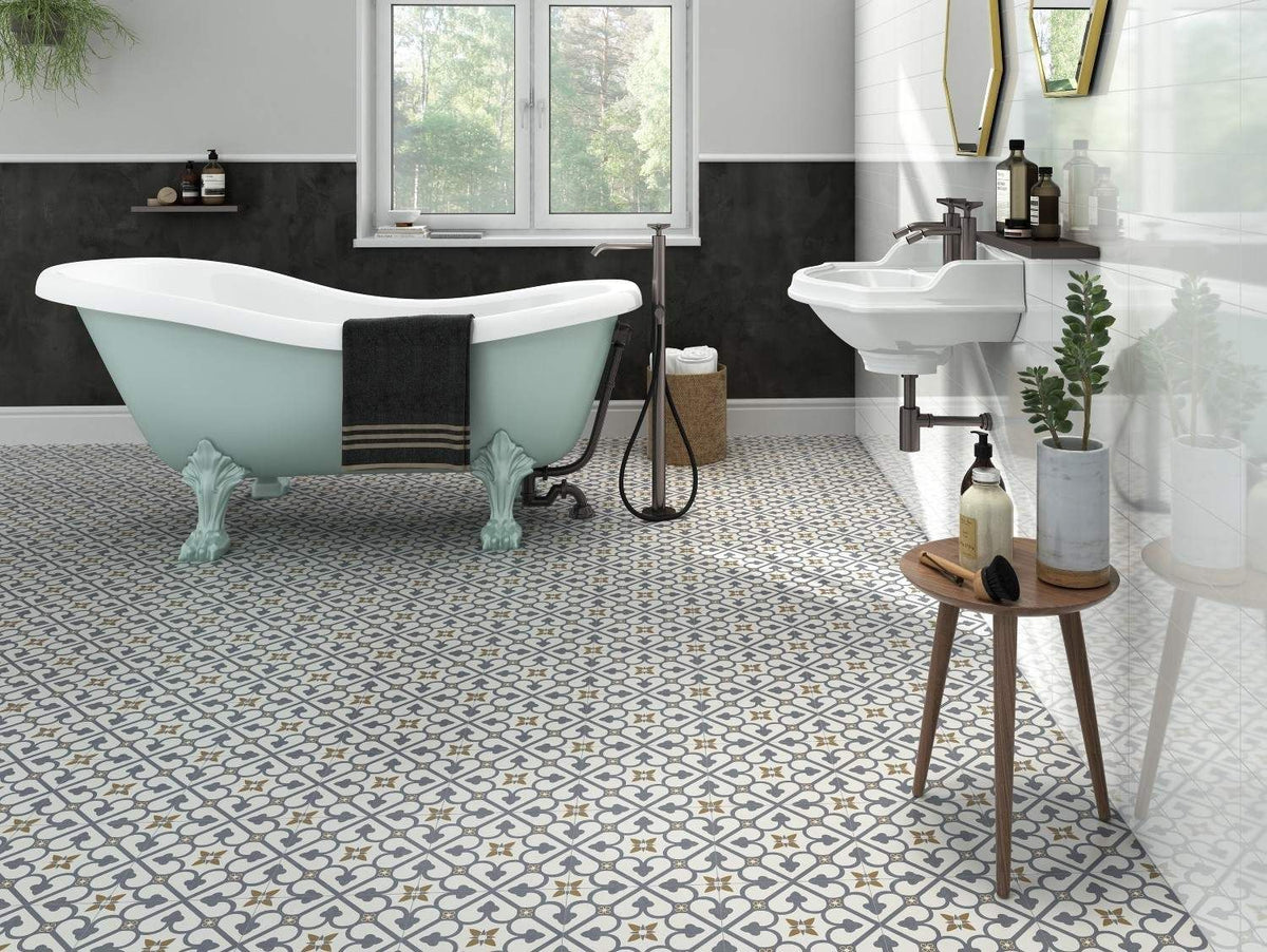 Brighton Blue 45 x 45cm, ceramic tile at Irwin Tiles