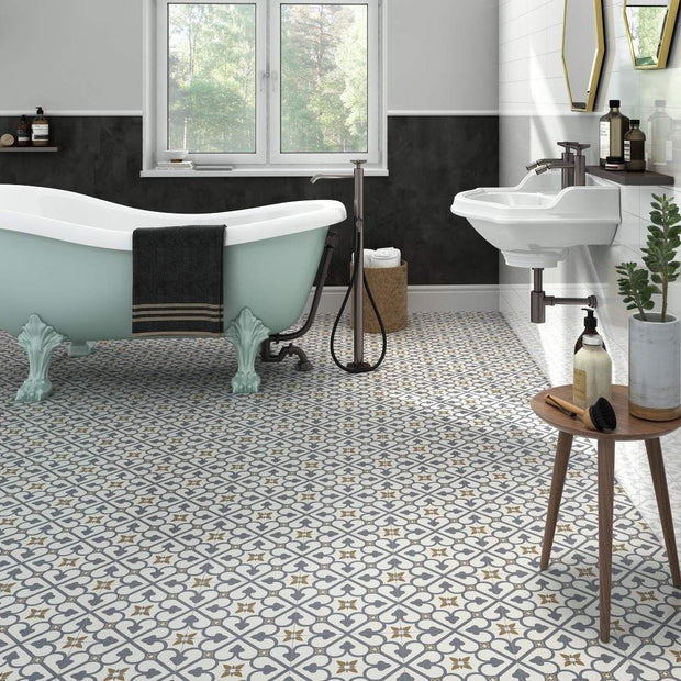 Brighton Blue 45 x 45cm, ceramic tile at Irwin Tiles