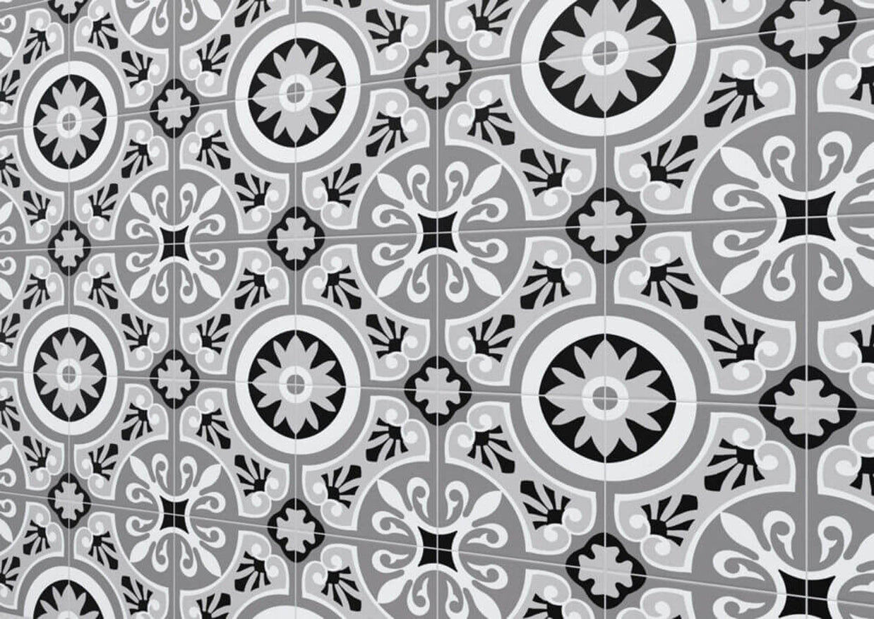 Brindisi Gris Pattern Tile 22.5x22.5cm, porcelain tile at Irwin Tiles