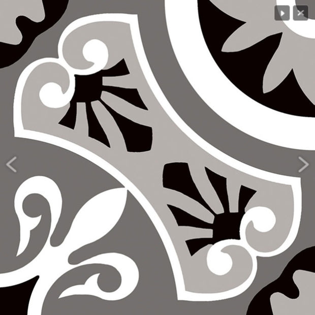 Brindisi Gris Pattern Tile 22.5x22.5cm, matt tile at Irwin Tiles