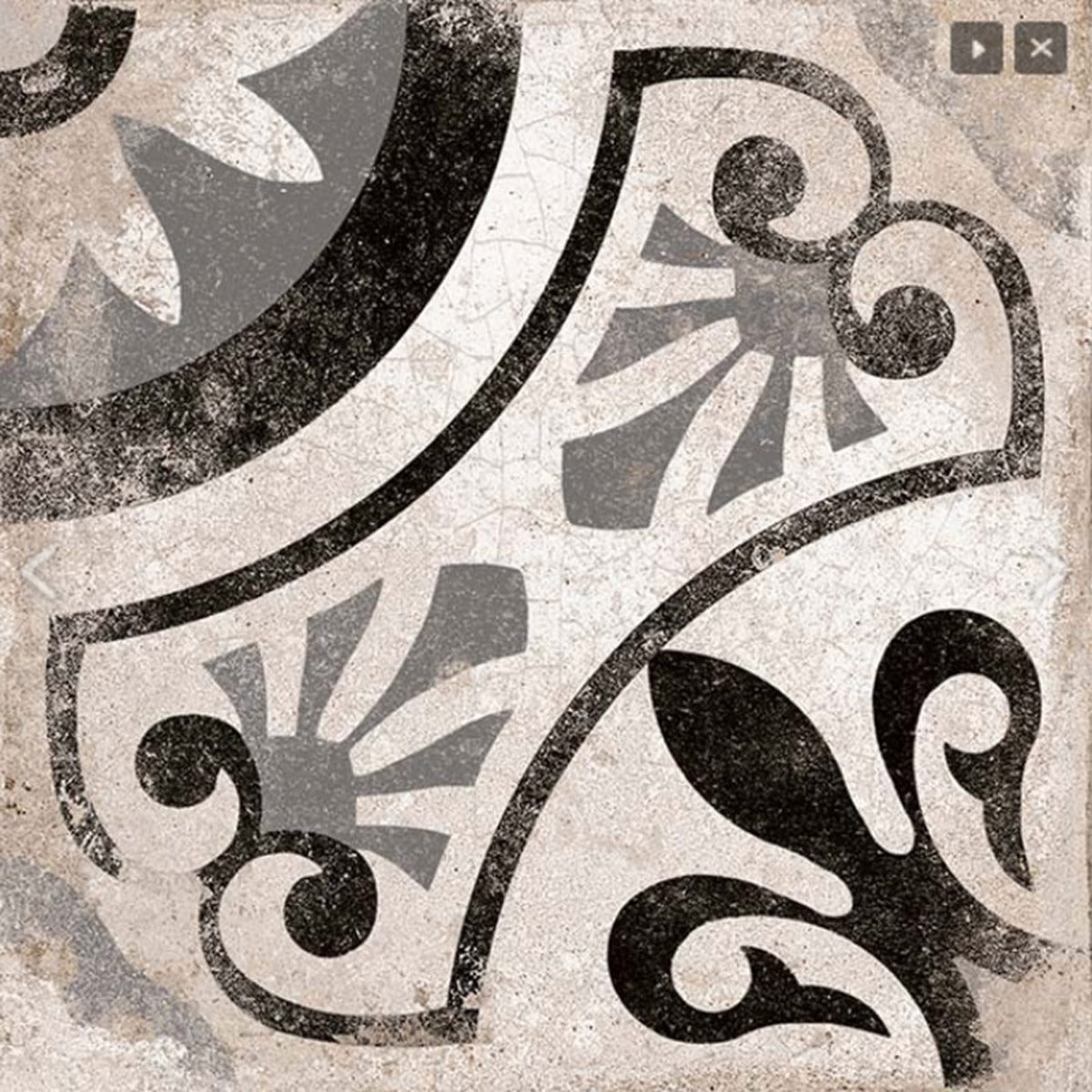 Cagliari Gris Pattern Tile 22.5 x 22.5cm, matt tile at Irwin Tiles