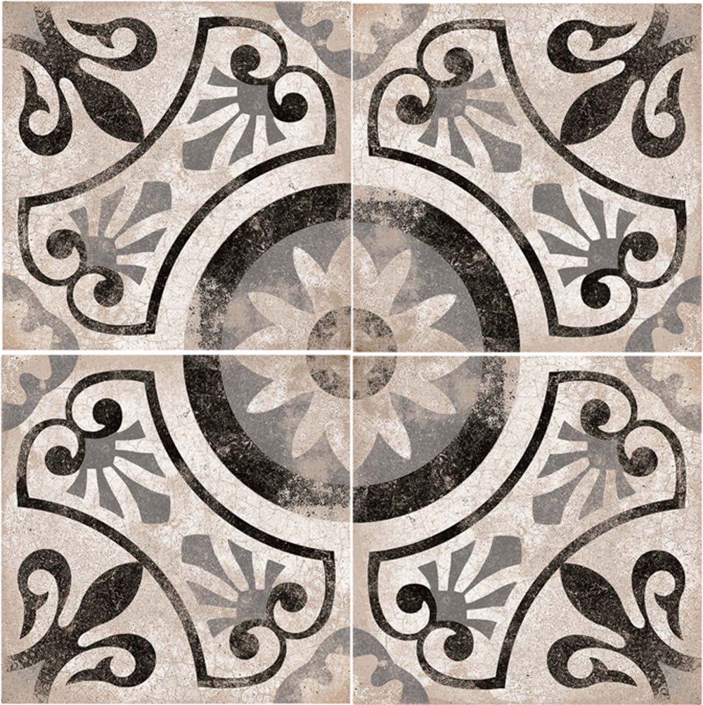 Cagliari Gris Pattern Tile 22.5 x 22.5cm, porcelain tile at Irwin Tiles