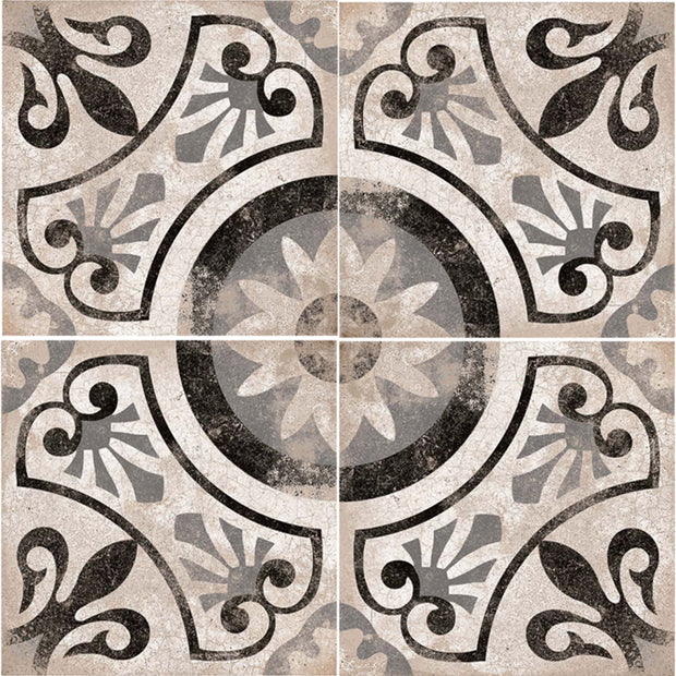 Cagliari Gris Pattern Tile 22.5 x 22.5cm, porcelain tile at Irwin Tiles