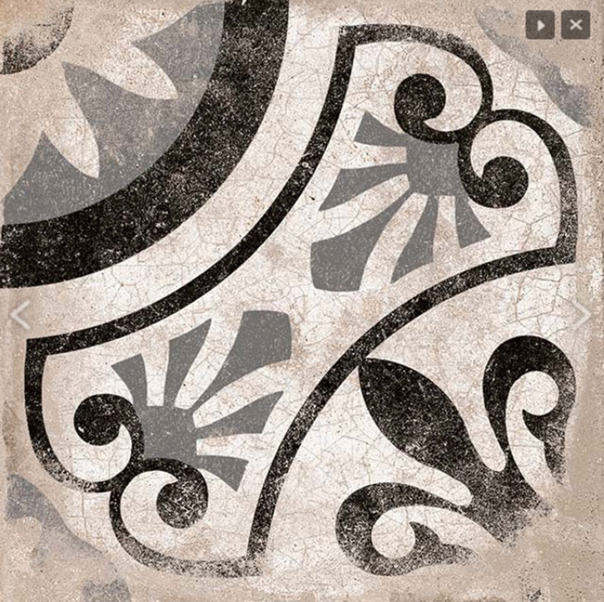 Cagliari Gris Pattern Tile 22.5 x 22.5cm, matt porcelain tile for feature walls at Irwin Tiles