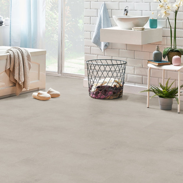 Caldera Concrete Salt Luxury Parquet Vinyl LVT, luxury click vinyl flooring for kitchens, hallways and living at Irwin Tiles