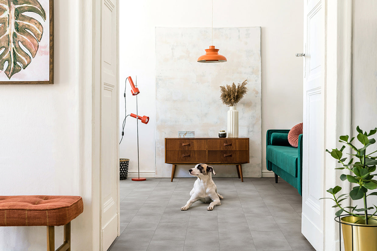 Caldera Tile Stone Luxury Parquet Vinyl 61.5 x 61.5cm, luxury click vinyl flooring for kitchens, hallways at Irwin Tiles