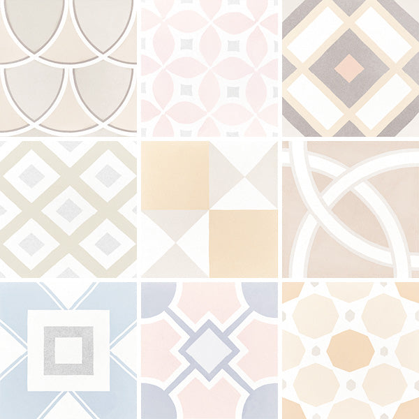 Caprice Patchwork Pastel Colours 20 x 20cm, multi-colour matt tile at Irwin Tiles