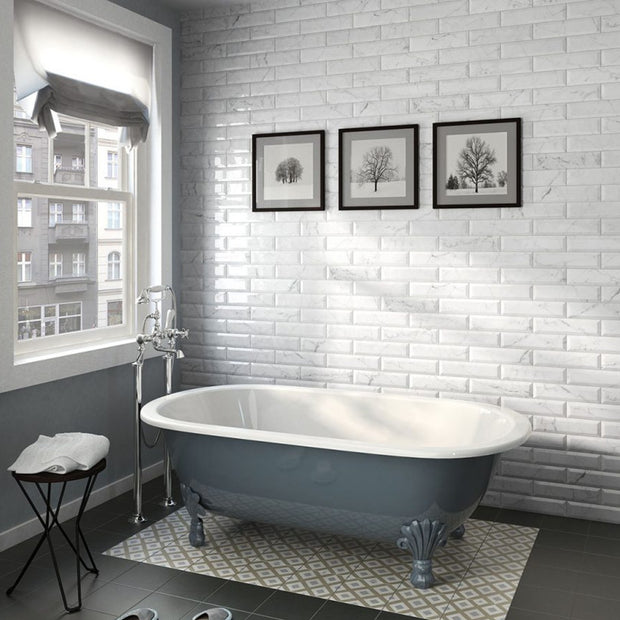 Carrara Metro Glossy Bevelled 7.5 x 30cm, white wall tile at Irwin Tiles